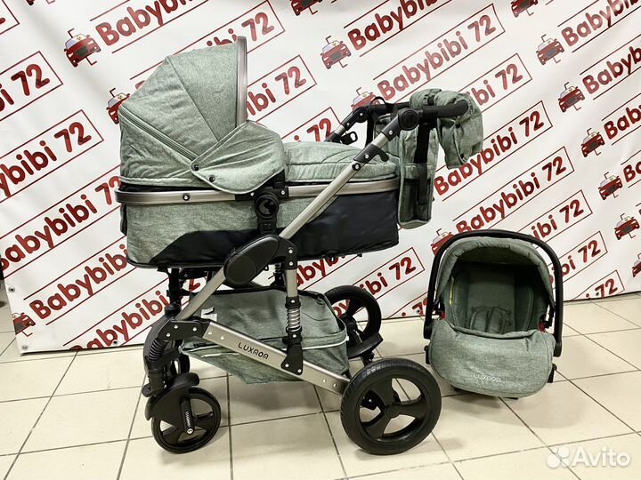 Коляска-трансформер 3 в 1 Luxmom 555 оливковый