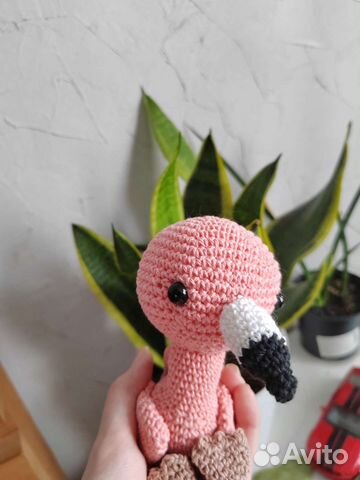 Фламинго амигуруми игрушка