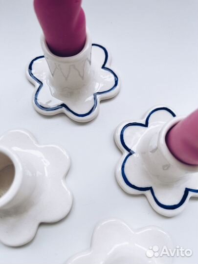 Керамические подсвечники-цветы ручной работы