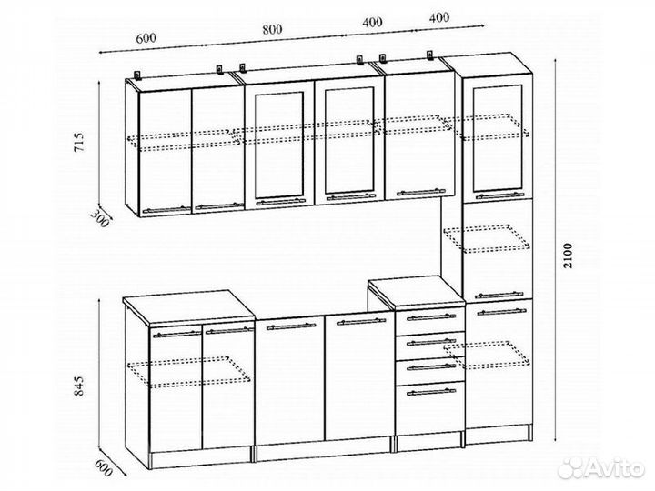 Кухня София 3D Пенал (04 м) (белый/бирюза)