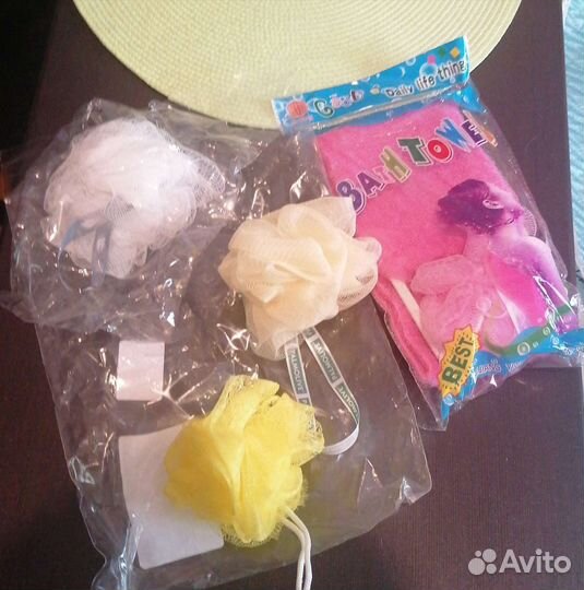 Набор из 2 мочалок скрабирующая жёсткая и роза