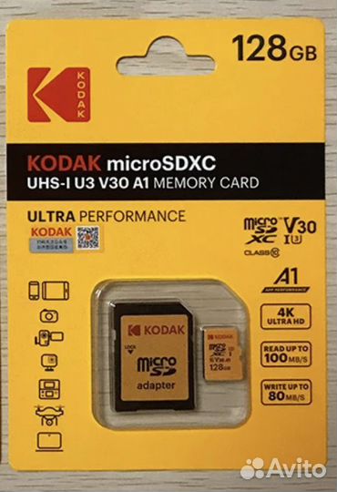 Карта памяти Micro SD 128GB Kodak + переходник