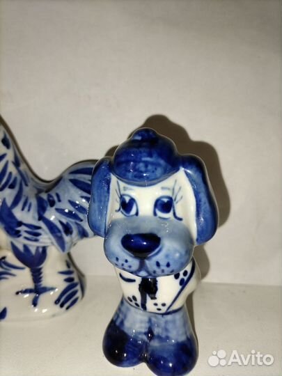 Петушок, собака в кепке, Гжель, СССР, коллекция