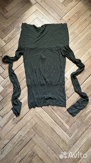 Топ трикотажный с длинным рукавом зеленый