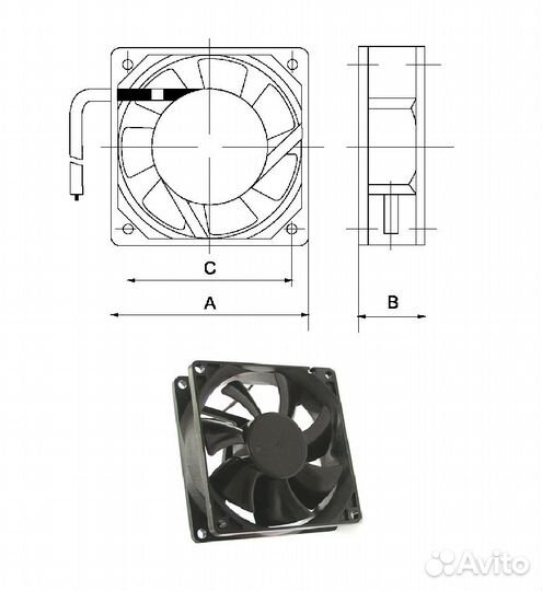 1 шт Вентилятор RQD8025MS 12V 80х80х25 мм