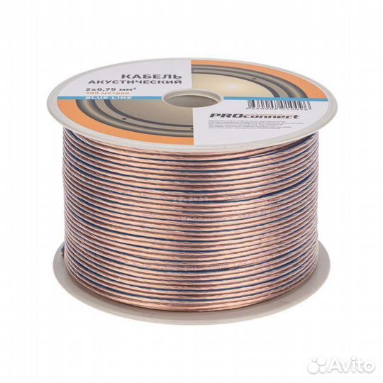 Кабель Stereo 2х0.75 blue line бухта (м) proconnect 01-6204-6