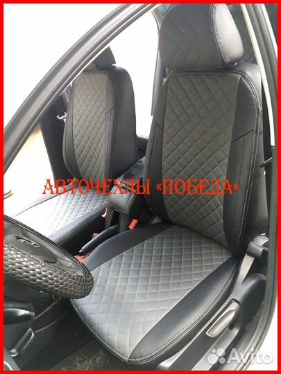 Чехлы Volkswagen Polo 5 Sd из экокожи чёрно-серые