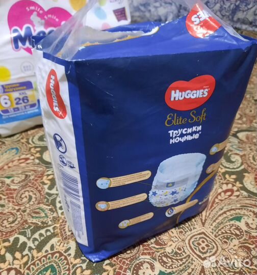Подгузники-трусики Merriesxxl, Huggies Elite Soft6
