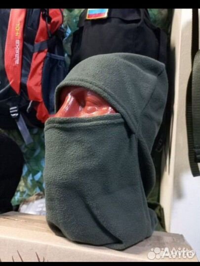 Балаклава флисовая осень-весна хаки/олива/чёрная