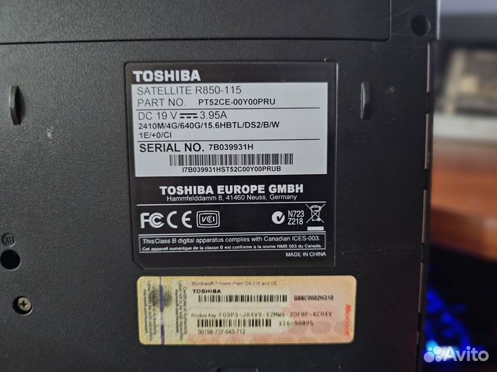 Ноутбук Toshiba satellite R850