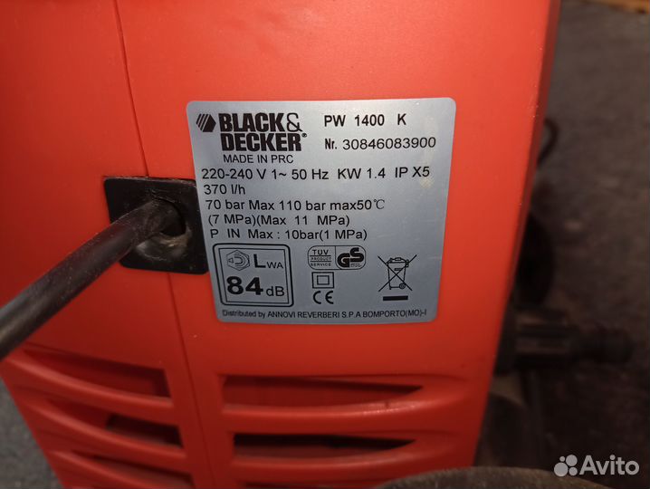 Автомойка высокого давления blackdecker PW1400K