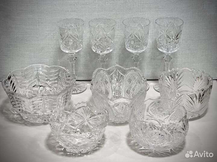 Хрустальные конфетницы салатницы фужеры подсвечник