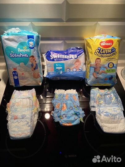 Подгузники для плавания Pampers, Huggies, HH