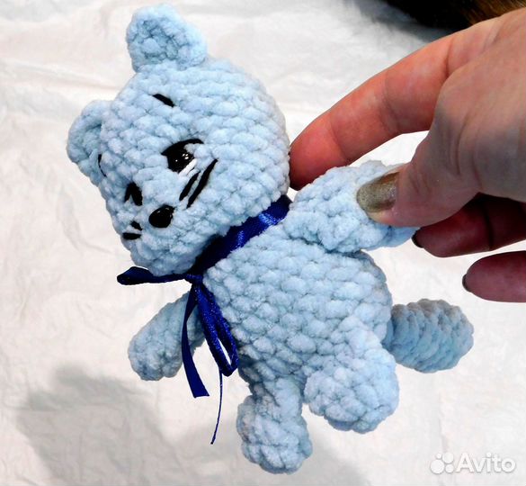 Котик Барсик, плюшевый, светло-голубой, мягкая, ин
