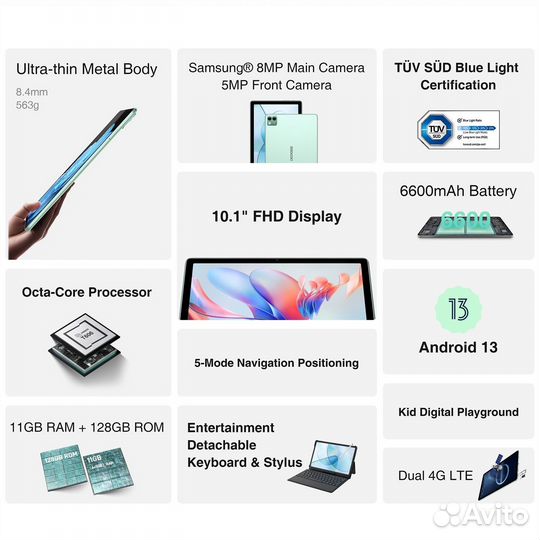 Планшет Doogee T10S 6/128Gb Space Gray