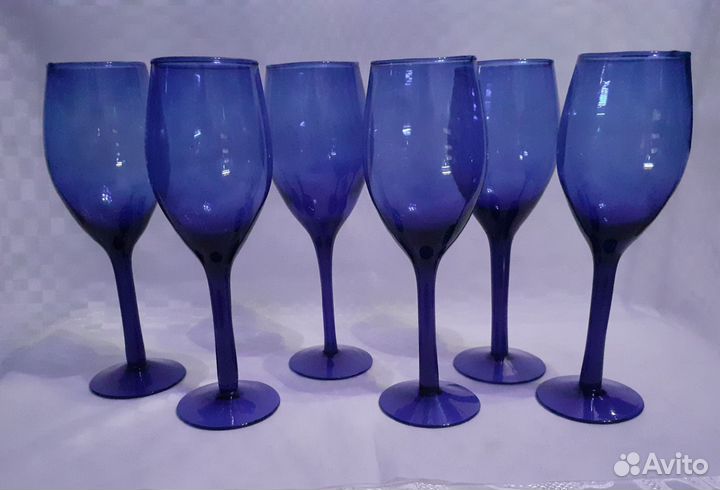 Фужеры кобальтовое стекло