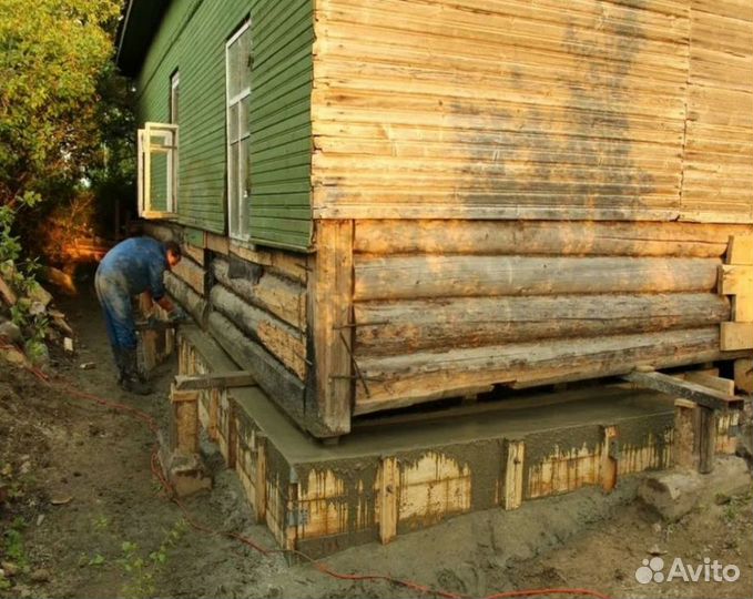 Замена венцов Подъем домов Ремонт фундамента