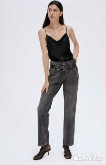 Топ майка атласный шелковый черный lime