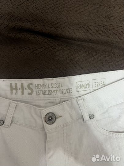 Белые широкие джинсы his