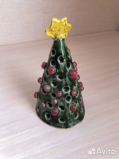 Подсвечник глиняный ёлочка рождественский + свечи