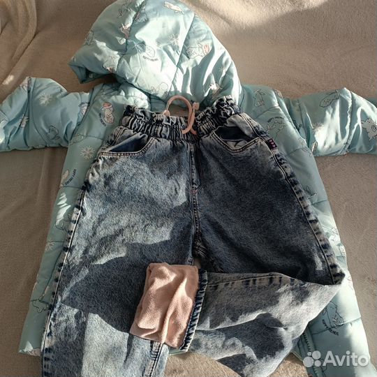 Детские джинсы теплые 128 размера