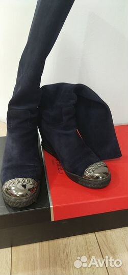 Сапоги женские, натуральная замша, 39 размер