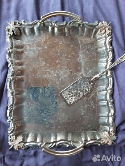 Поднос металлический СССР с лопаткой