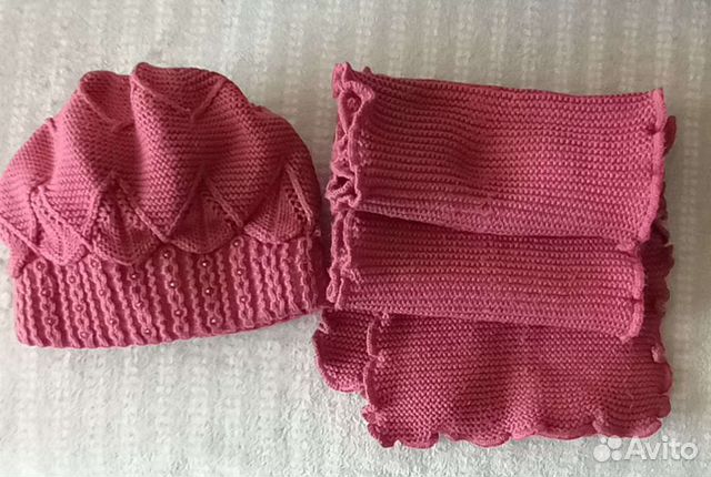 Берет женский двойная вязка+шарф