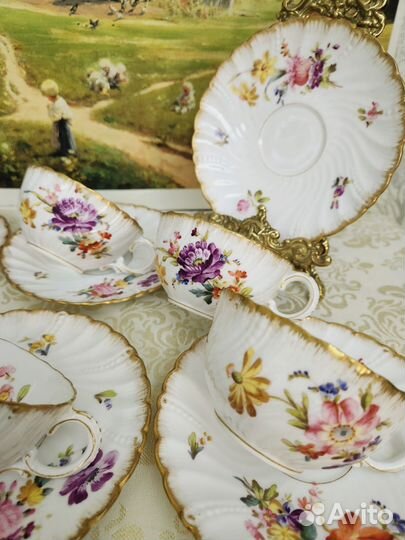 Антикварная чашка и блюдце/ чайная пара