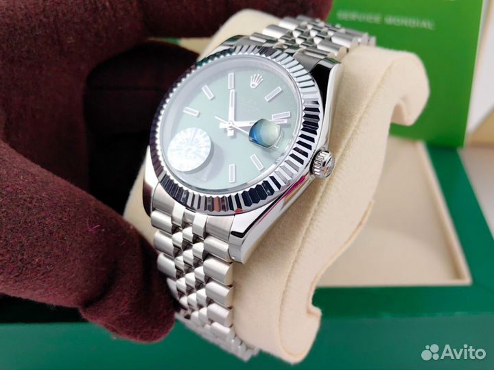 Часы мужские Rolex Datejust lux зеленые