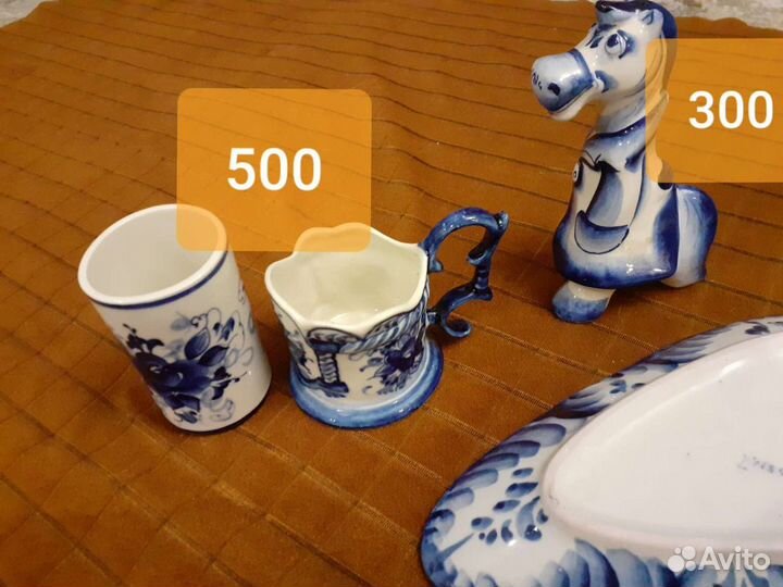 Гжель посуда и фигурки