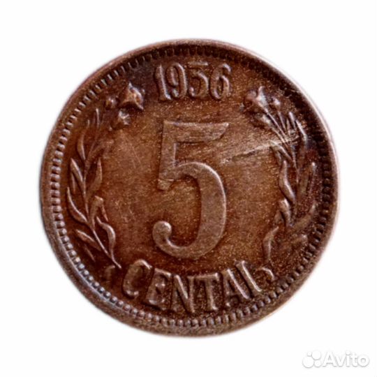 Монета 5 центов 1936. Литва