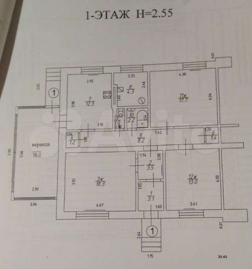 3-к. квартира, 86,2 м², 1/1 эт.