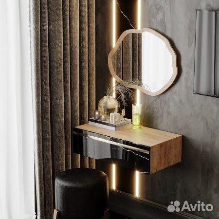 Подвесная тумба с зеркалом из дуба