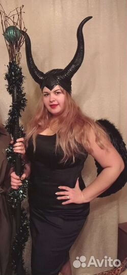 Прокат Костюм Малифисенты рога крылья посох