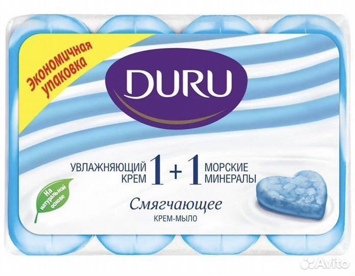 Мыло Duru, 1+1 Морские минералы, 4 шт, 80 г