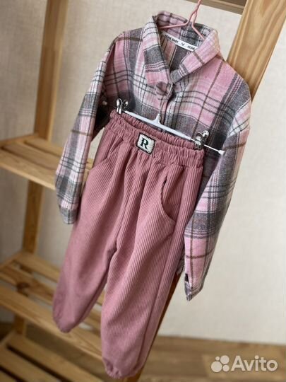 Рубашка теплая для девочки розовая