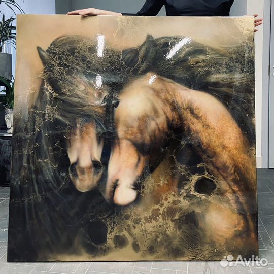 Интерьерная картина Лошади 120х120 см