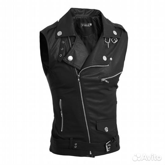 Жилет кожзам черный