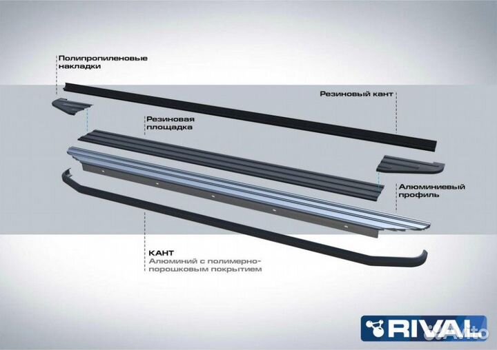 Пороги-подножки Peugeot 4007 2007-2013 Premium-Bla