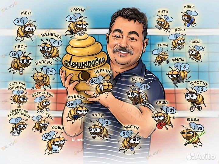 Цифровой шарж, портрет, комикс, иллюстрация