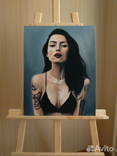 Картина маслом, портрет девушка эротика ню