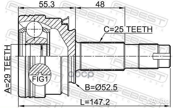 Шрус наружный 29x52.5x25 1010-T300MT Febest