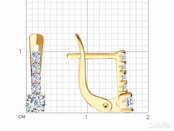 Золотые серьги с фианитами Sokolov новые