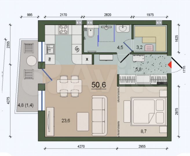 Квартира-студия, 51 м², 2/4 эт.