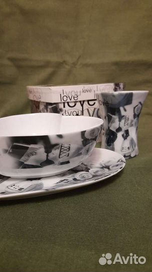 Набор посуды фарфоровый из трех предметов