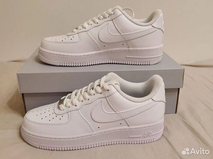 Кроссовки Nike Air Force Мужские Белые (Premium)