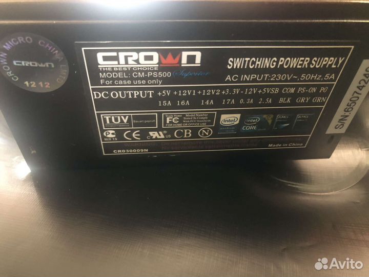 Блок Питания Crown model:cm-ps500