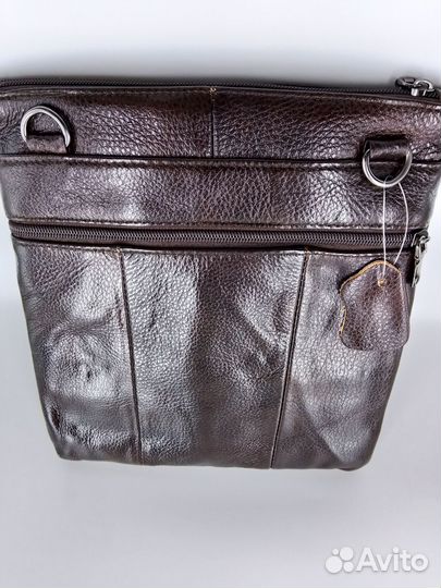 Сумка натуральная кожа коричневая планшетка