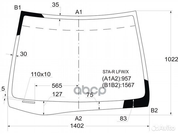 Стекло лобовое honda stream 00-06 S7A-R LFW/X XYG
